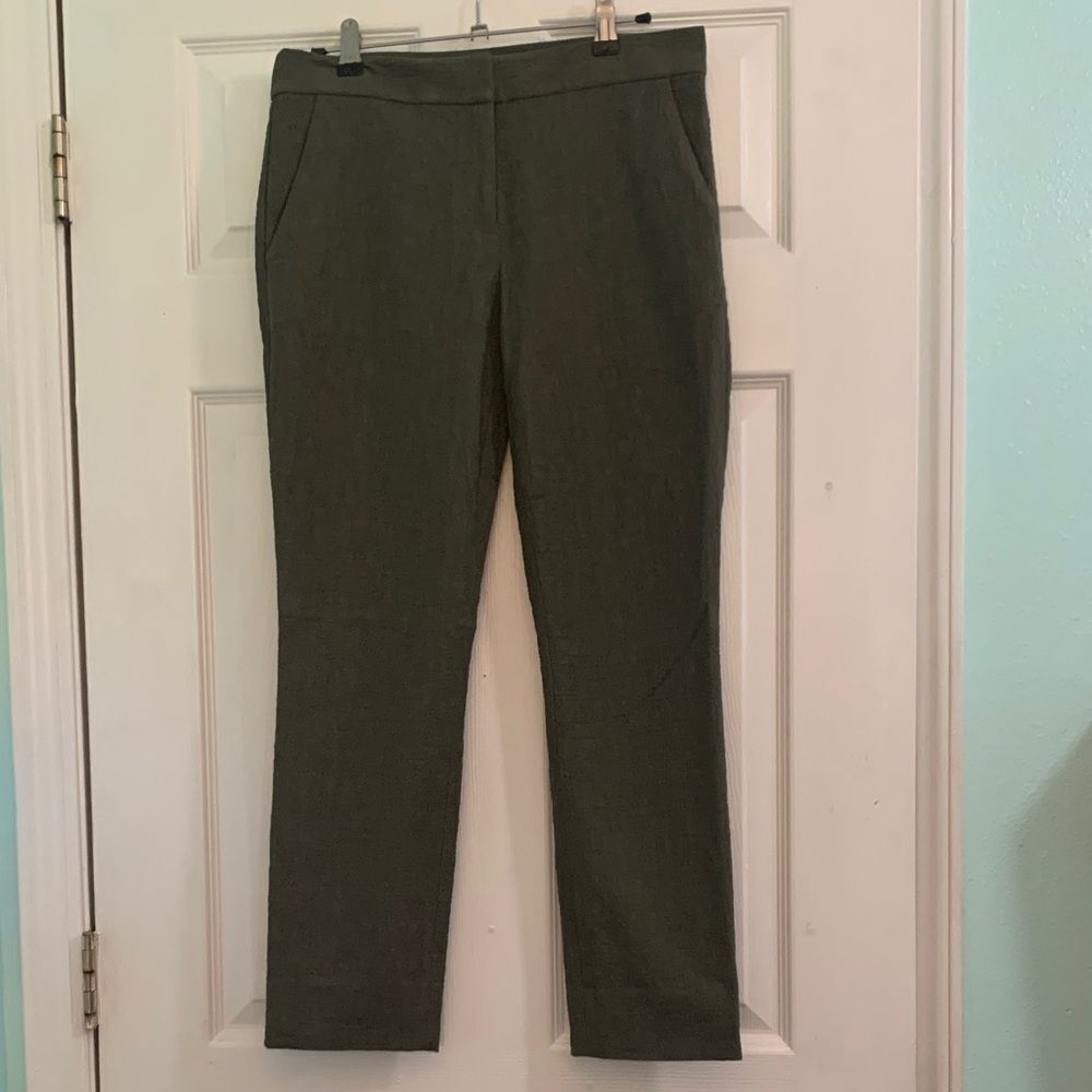 DIANE vonFURSTENBERG Gennifer Two Olive Green Textured Cotton Ankle Pants Size 4